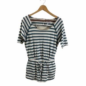 BCBGeneration Cream/Green Striped Romper